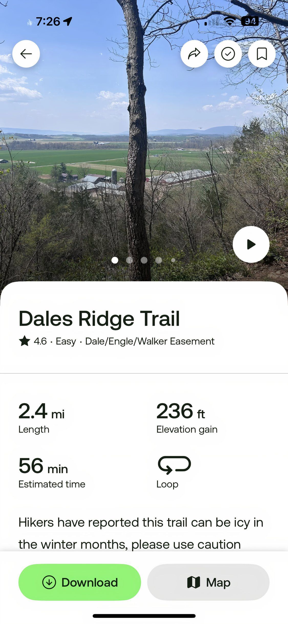 جزئیات دنباله برنامه Alltrails