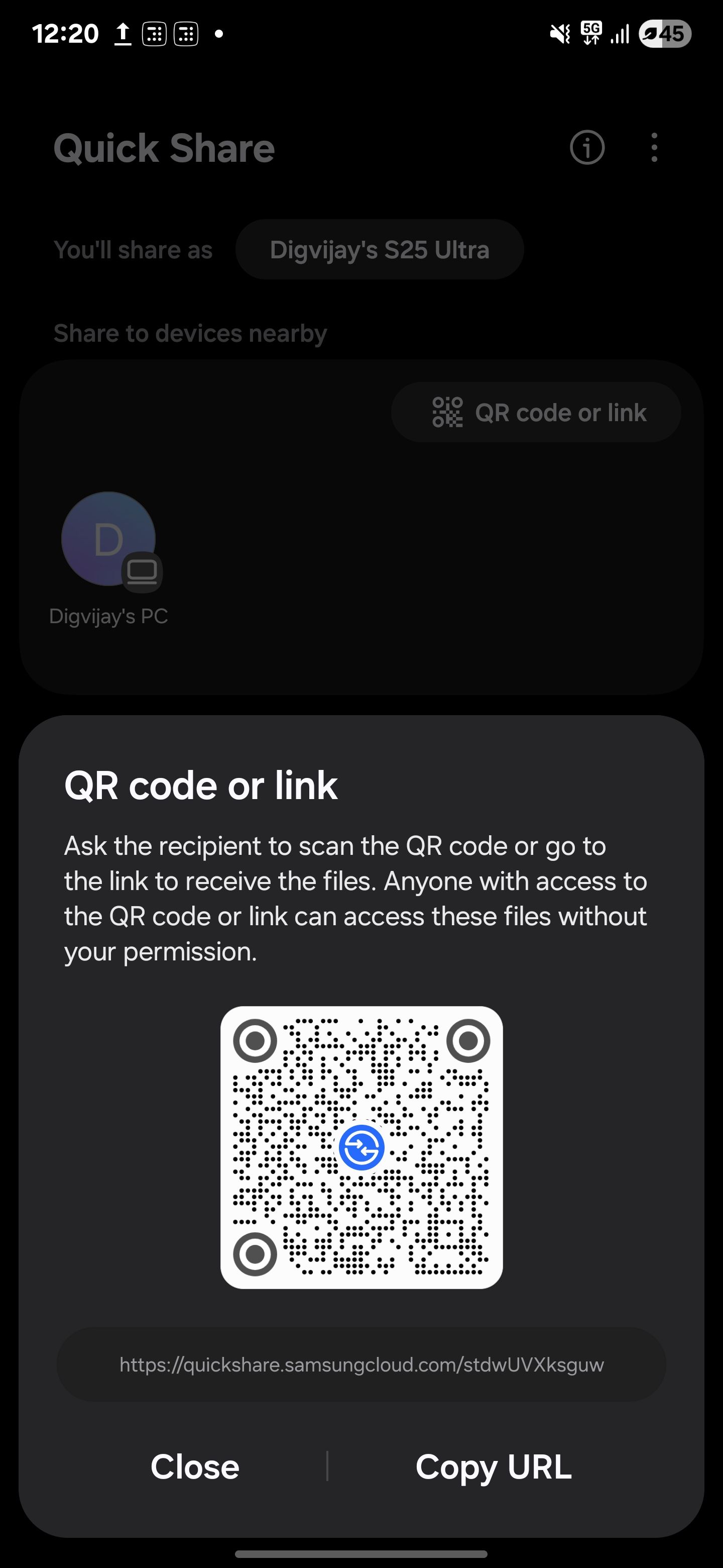 برای اشتراک گذاری سریع یک لینک یا کد QR ایجاد کنید