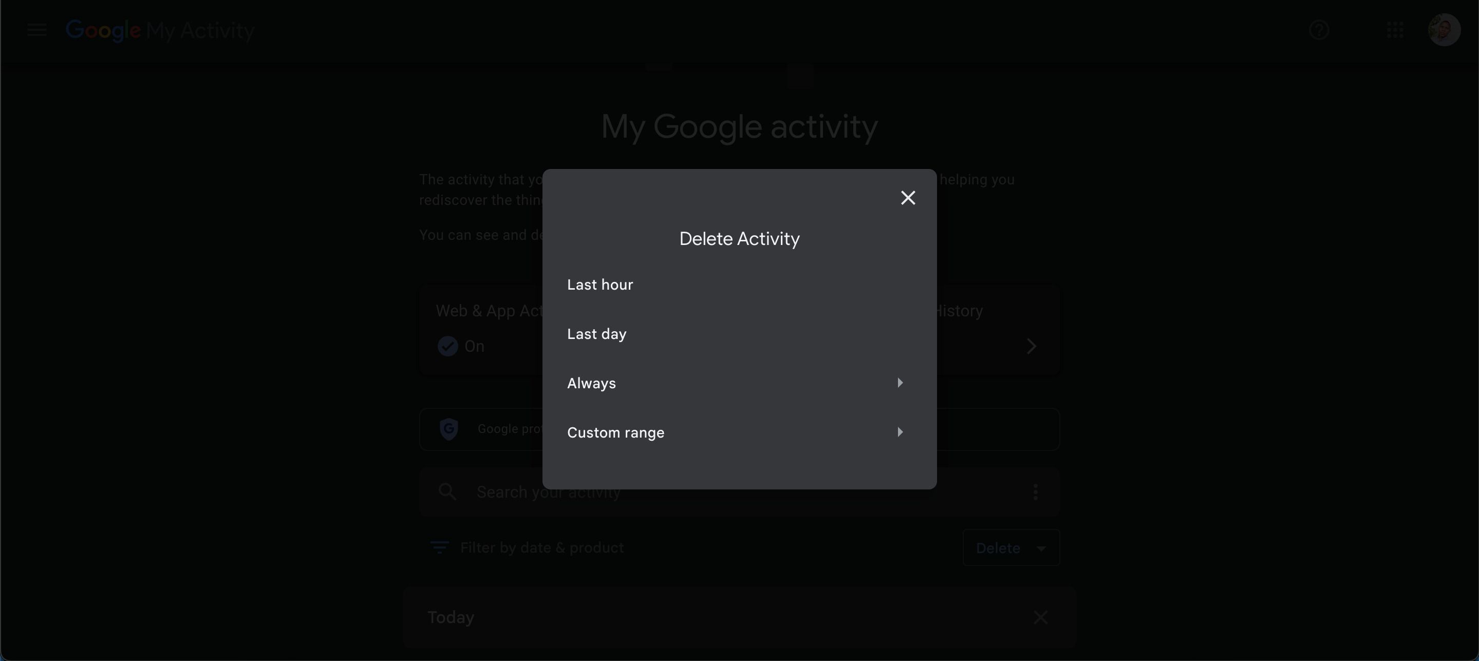 فعالیت را بر اساس صفحه در فعالیت Google حذف کنید