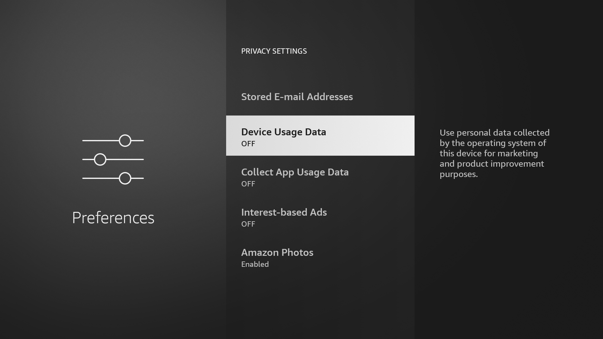تنظیم داده های استفاده از دستگاه در Fire TV Stick