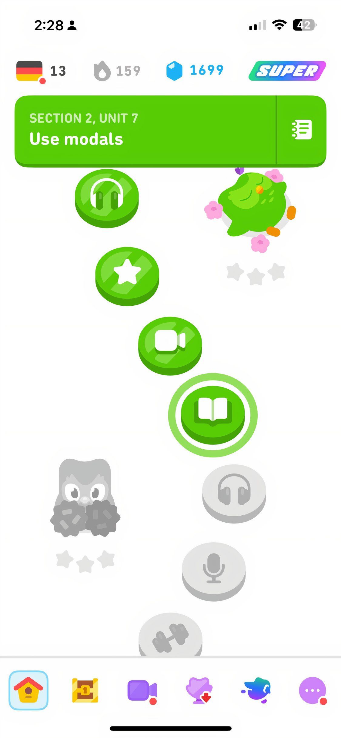 بازی یادگیری برنامه Duolingo