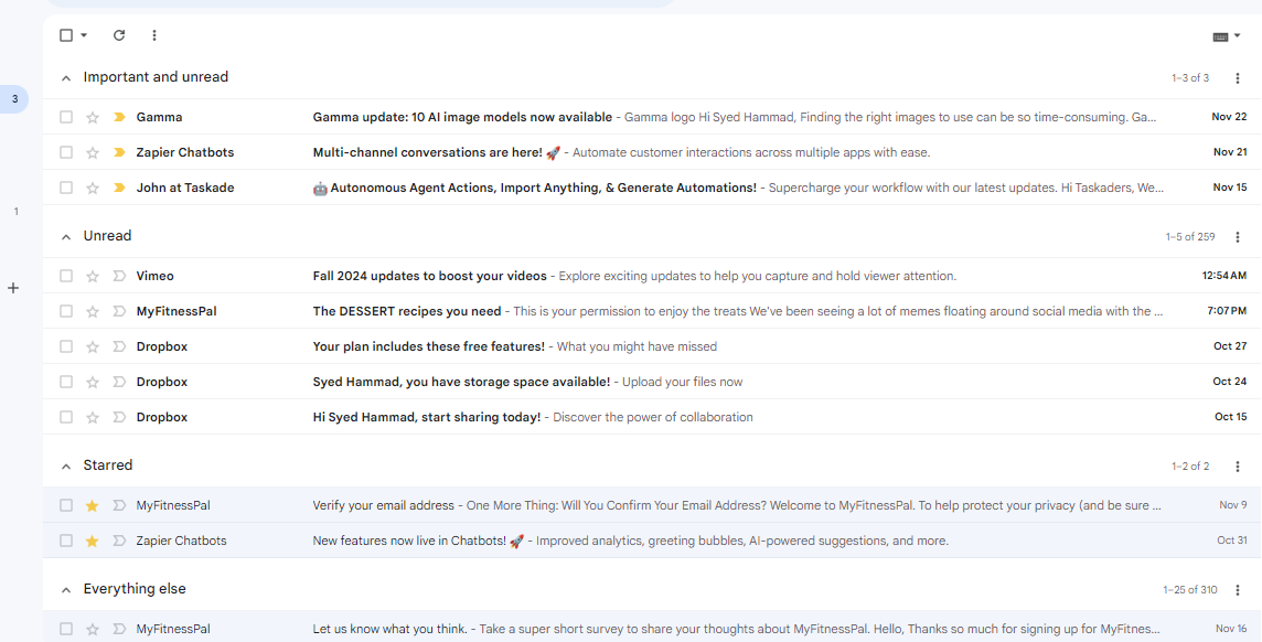 تصویر صندوق ورودی اولویت Gmail