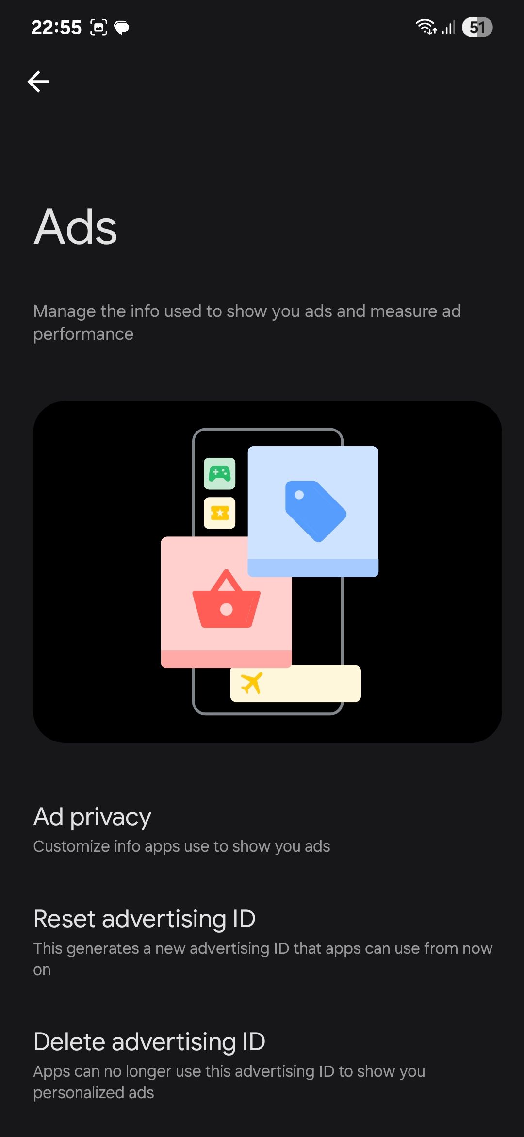 منوی تبلیغات Google