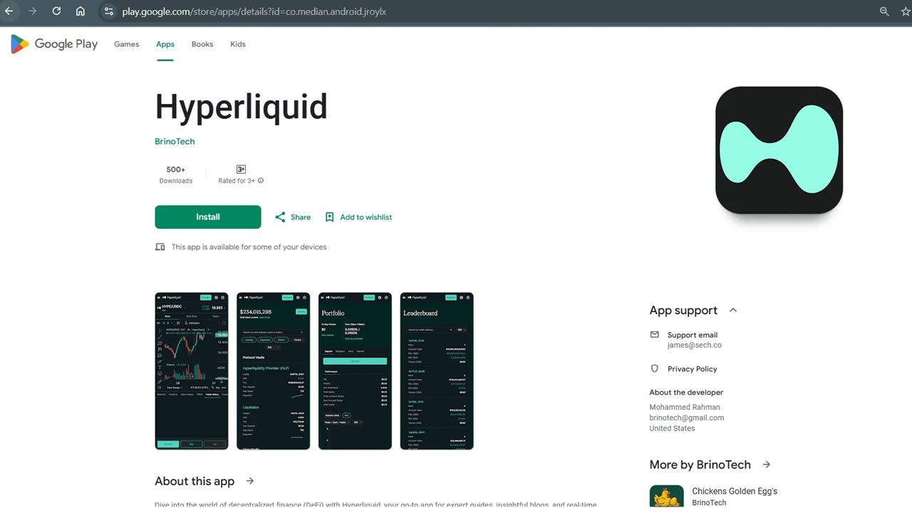 برنامه رمزنگاری Hyperliquid جعلی در فروشگاه Play
