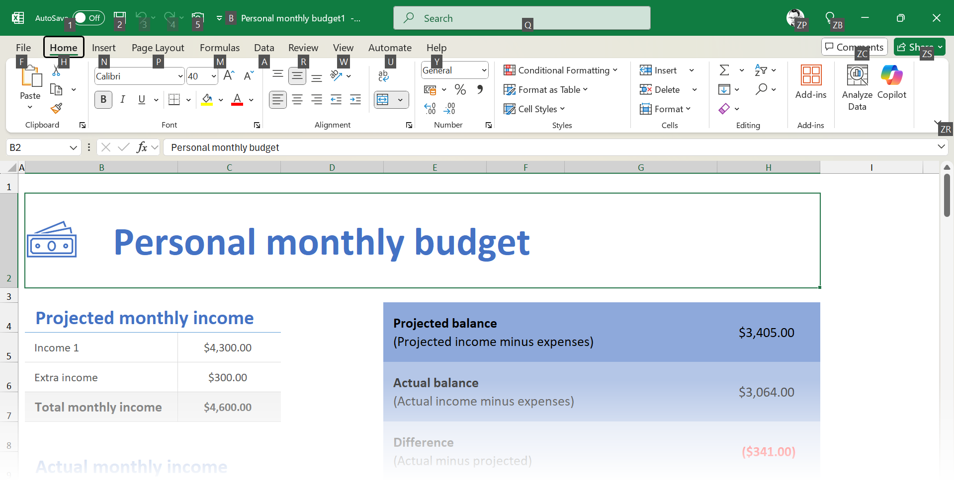 پیمایش کلید Microsoft Office Alt