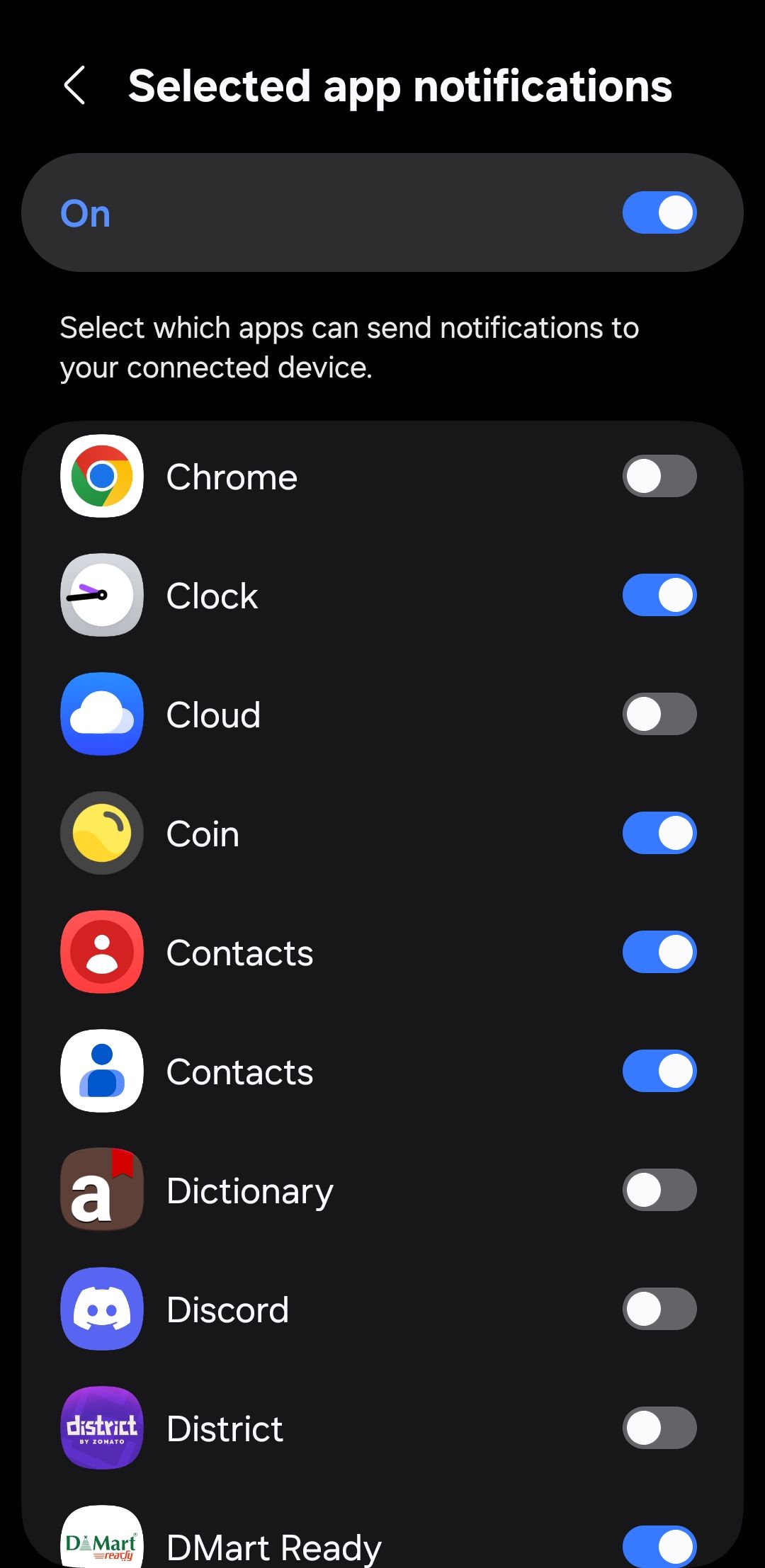 تنظیمات اطلاع رسانی برنامه Samsung Flow در منوی کهکشان تلفن نشان می دهد