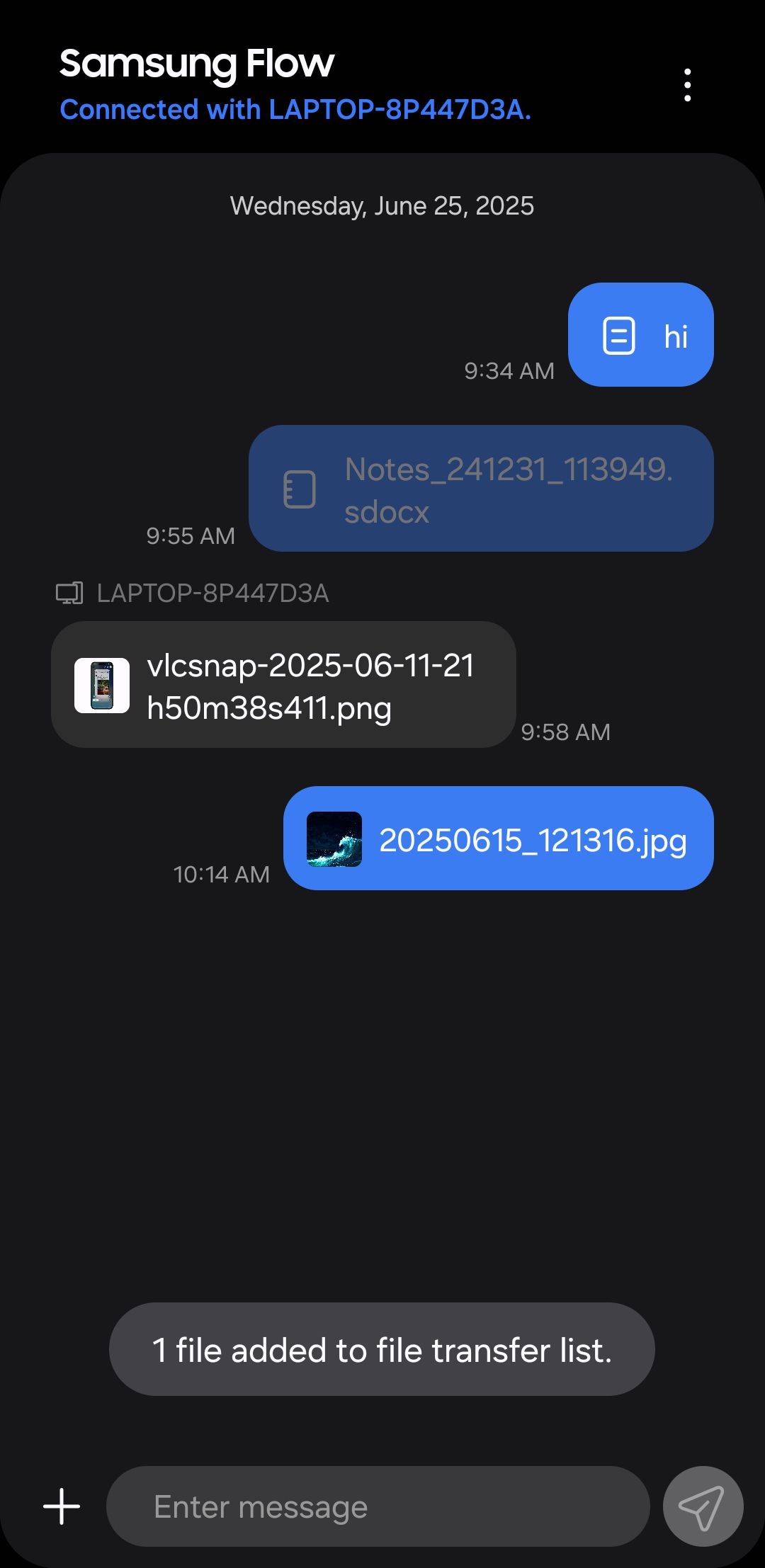 برنامه Samsung Flow از طریق تلفن نشان داده شده هشدار