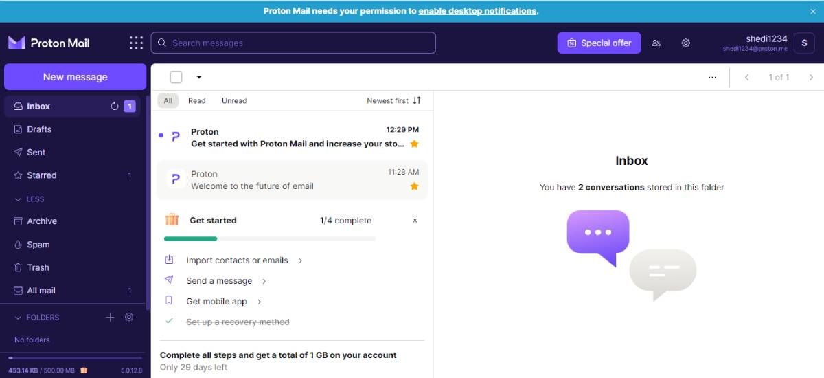 تصویر تصویر ProtonMail Inbox-1