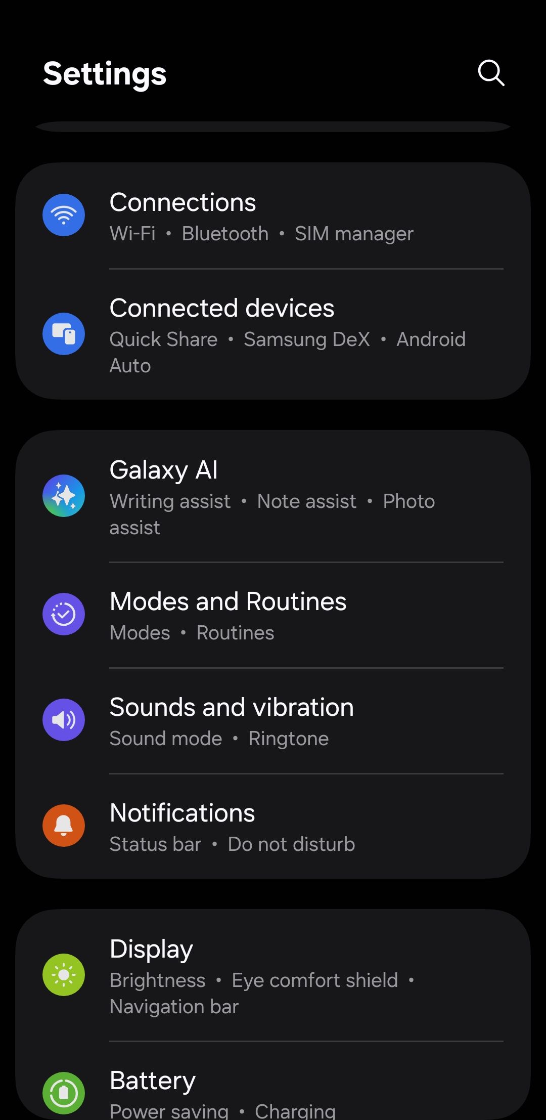 تنظیمات در تلفن Android