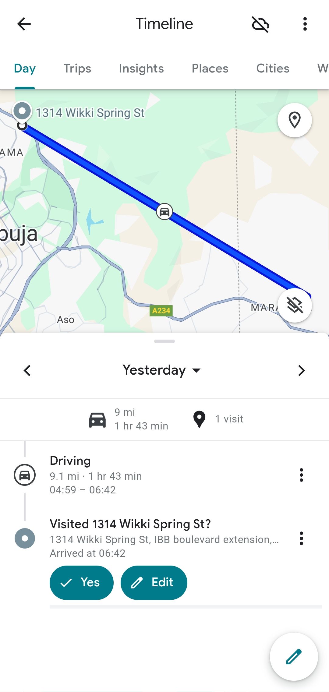 ضبط جدول زمانی در Google Map