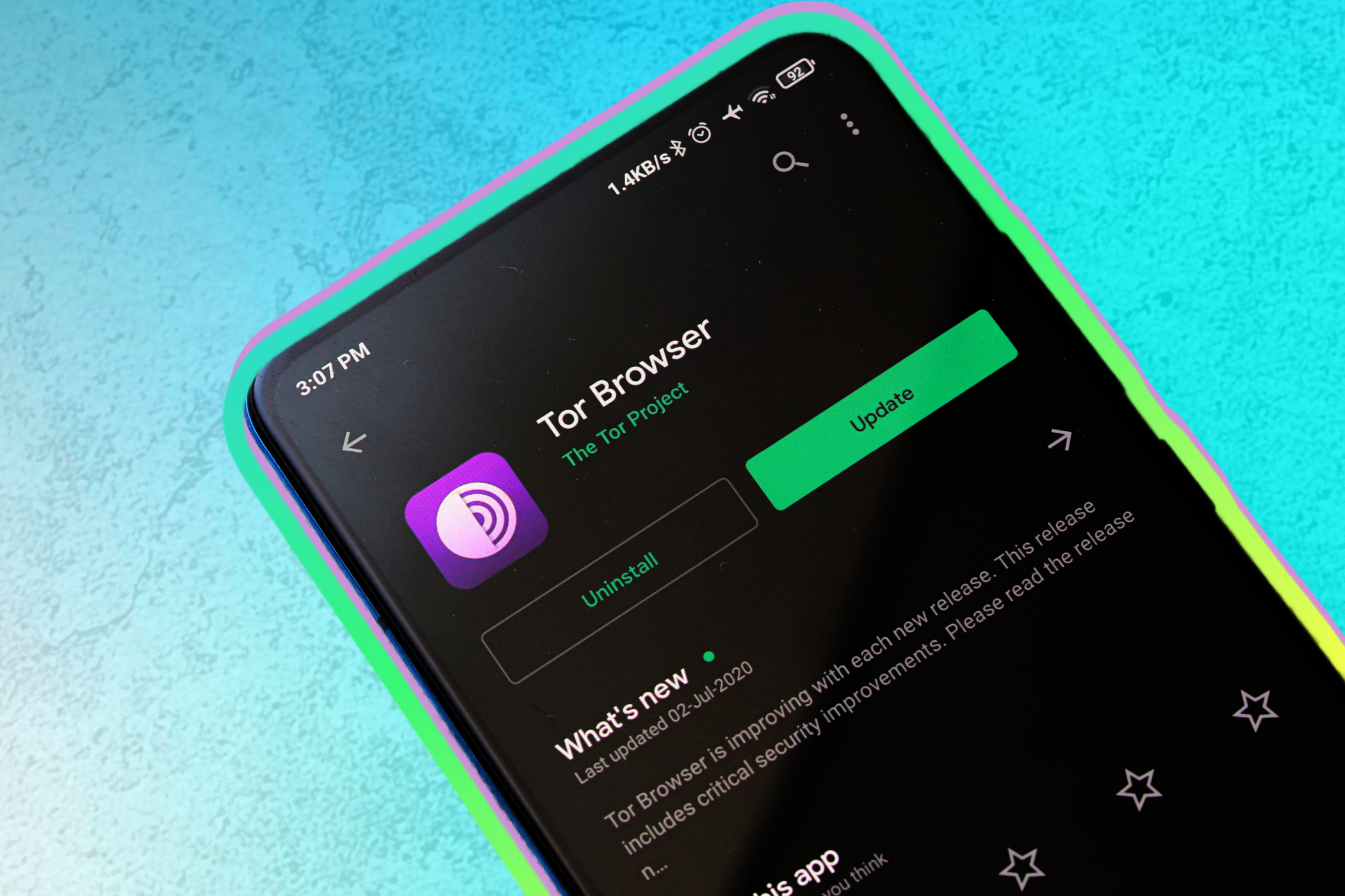 صفحه بارگیری مرورگر TOR در تلفن هوشمند Android