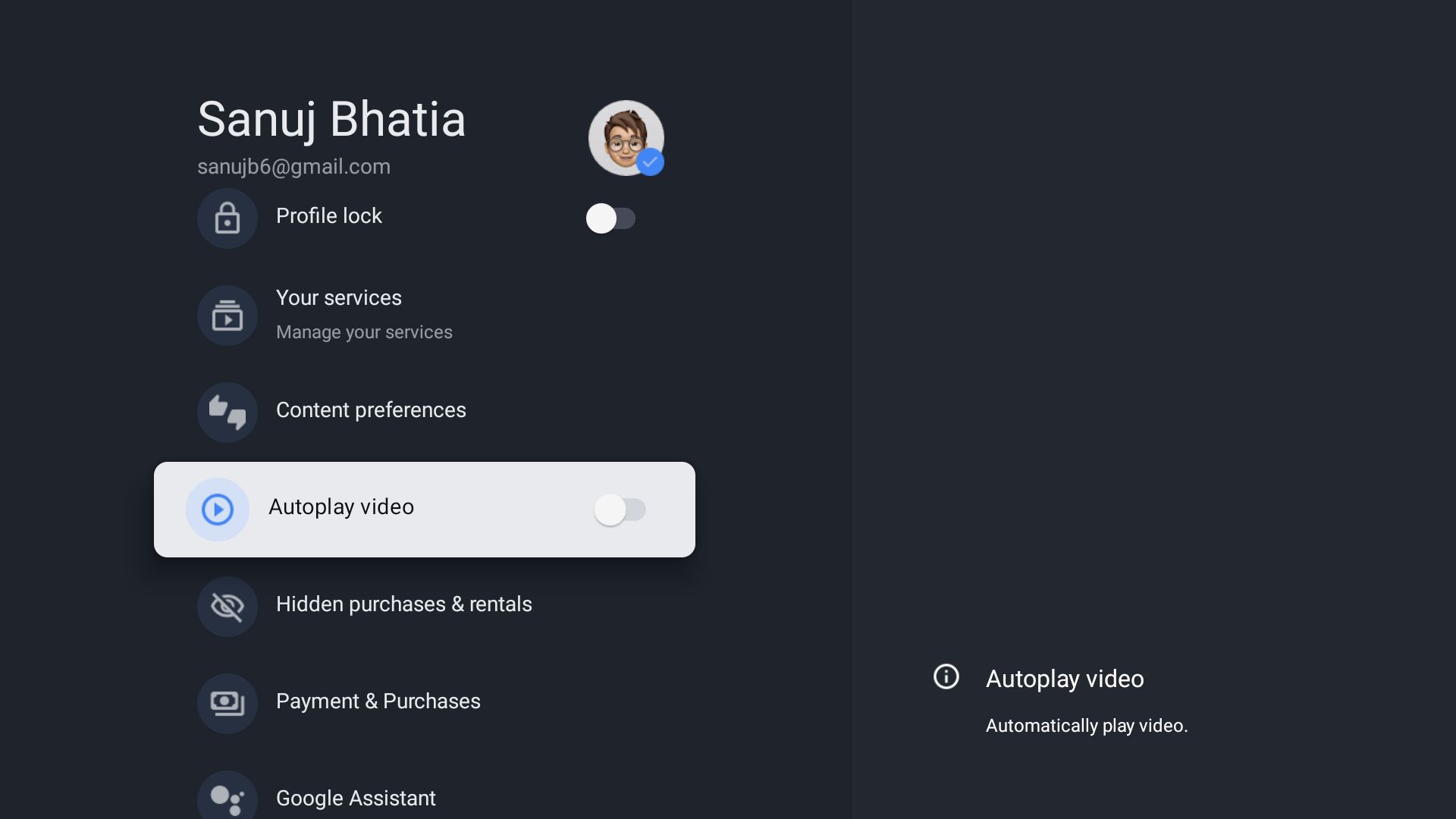 برای فیلم های AutoPlay در تنظیمات Google TV تغییر دهید