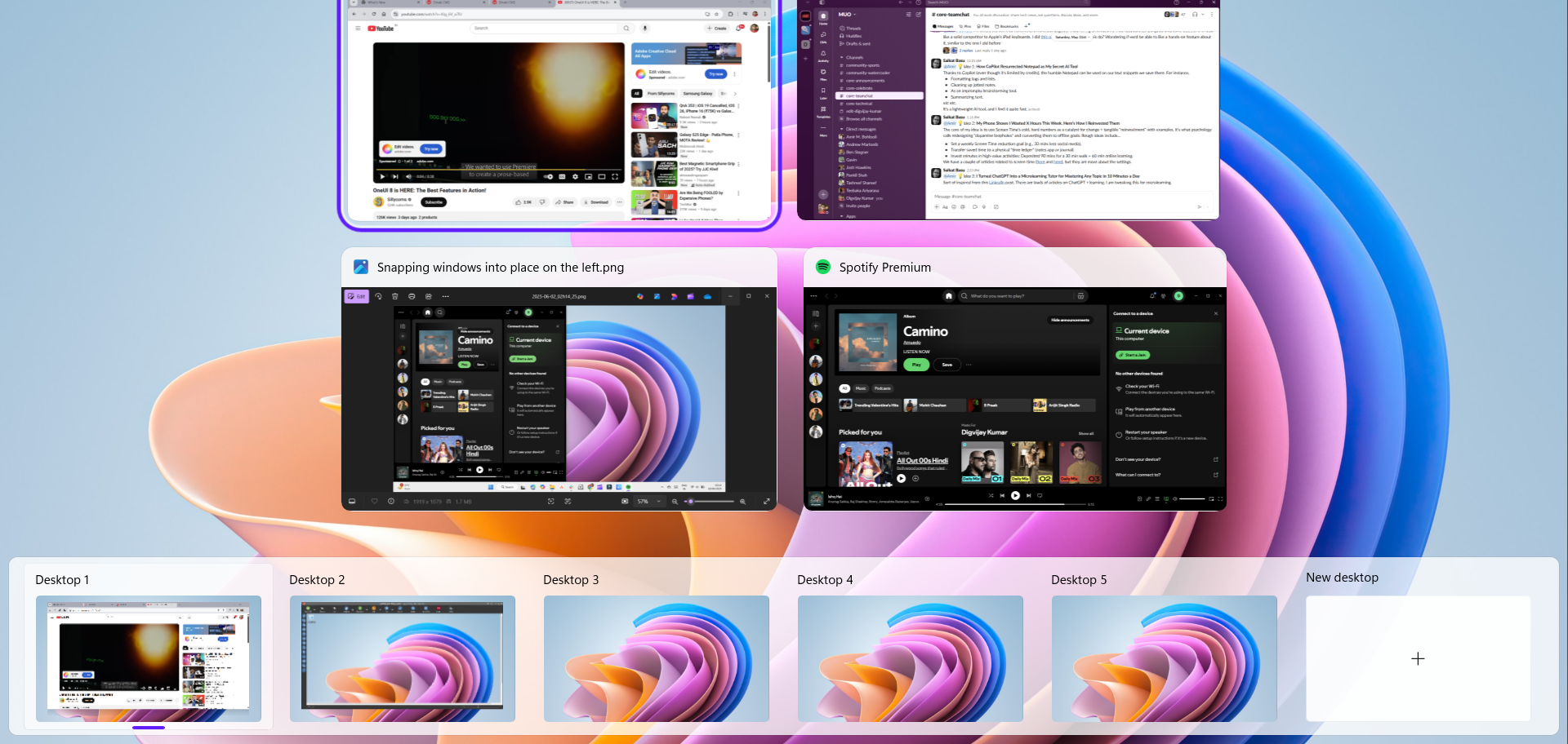 با استفاده از نمای وظیفه در Windows PC