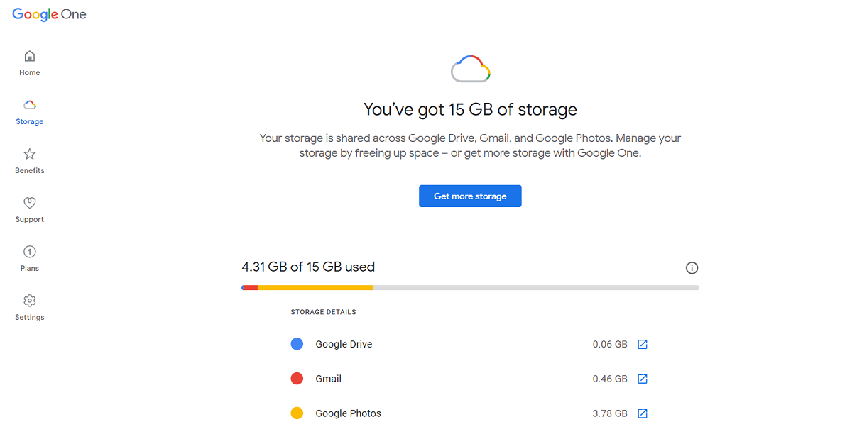حساب Google 15 گیگابایت ذخیره رایگان.
