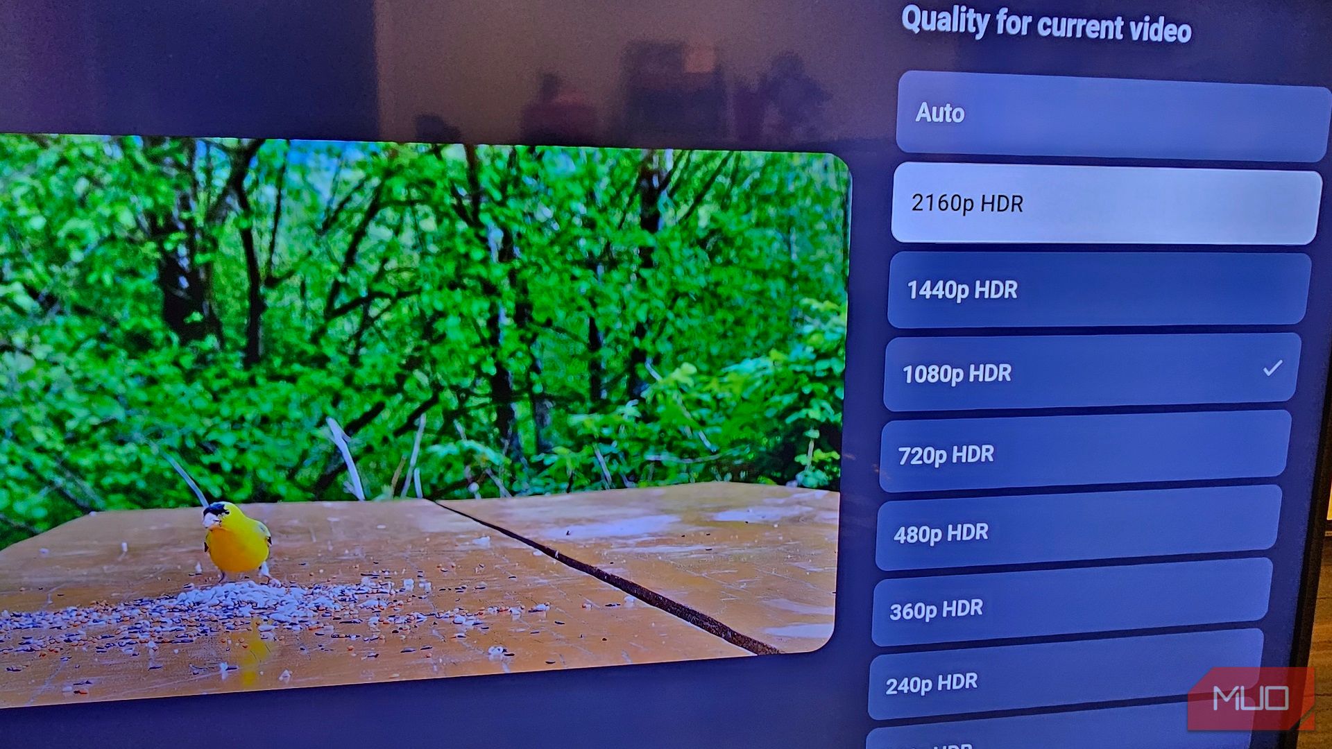 تغییر تنظیمات وضوح یک ویدیوی YouTube به 2160p HDR در برنامه YouTube