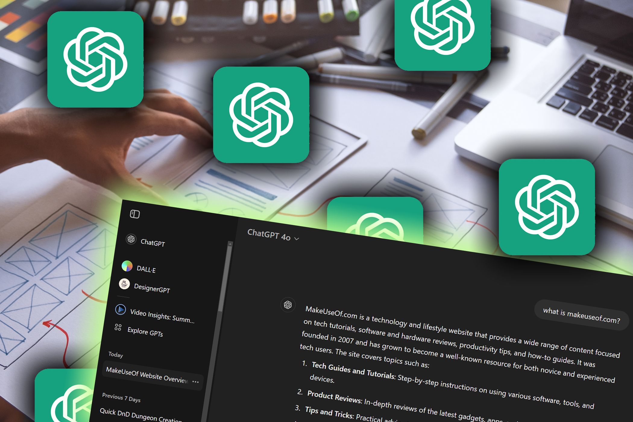 عناصر طراحی کاربر chatgpt با آرم های OpenAI