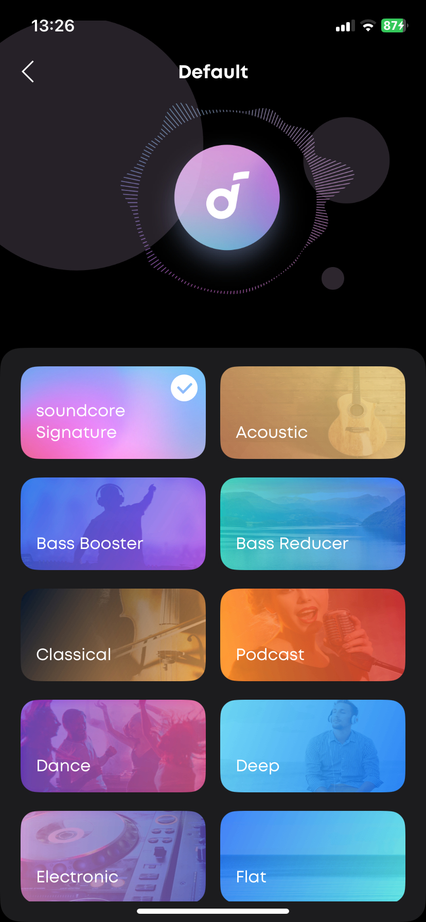 از پیش تنظیم صدای سفارشی در برنامه SoundCore