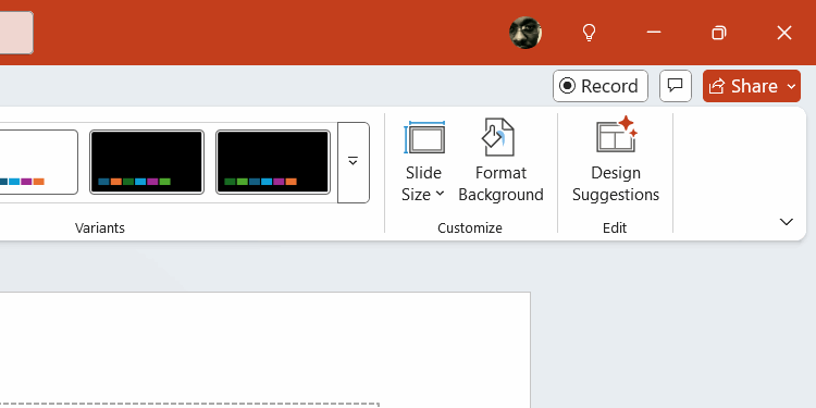 دکمه "پیشنهادات طراحی" در پاورپوینت ،