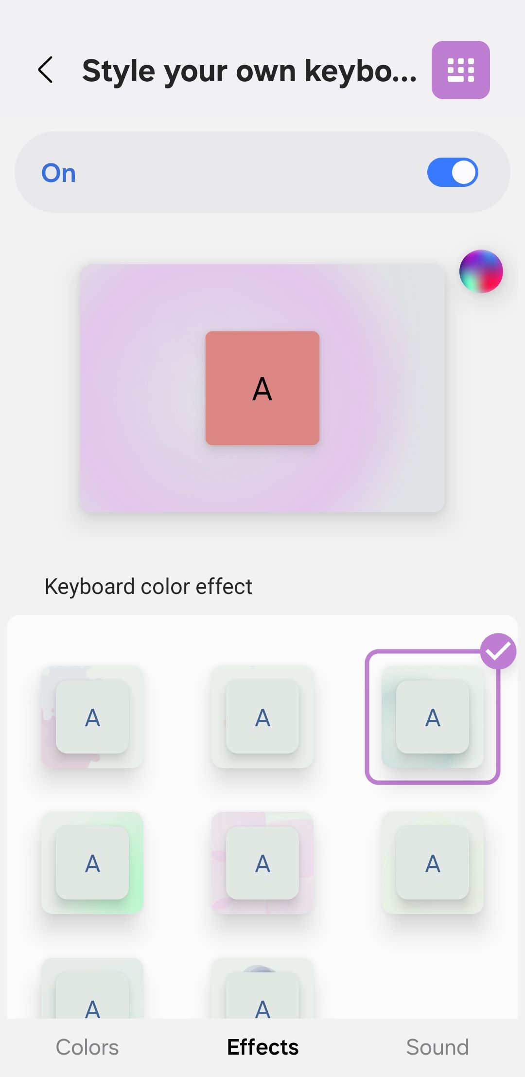 برگه Effects در برنامه KeysCafe