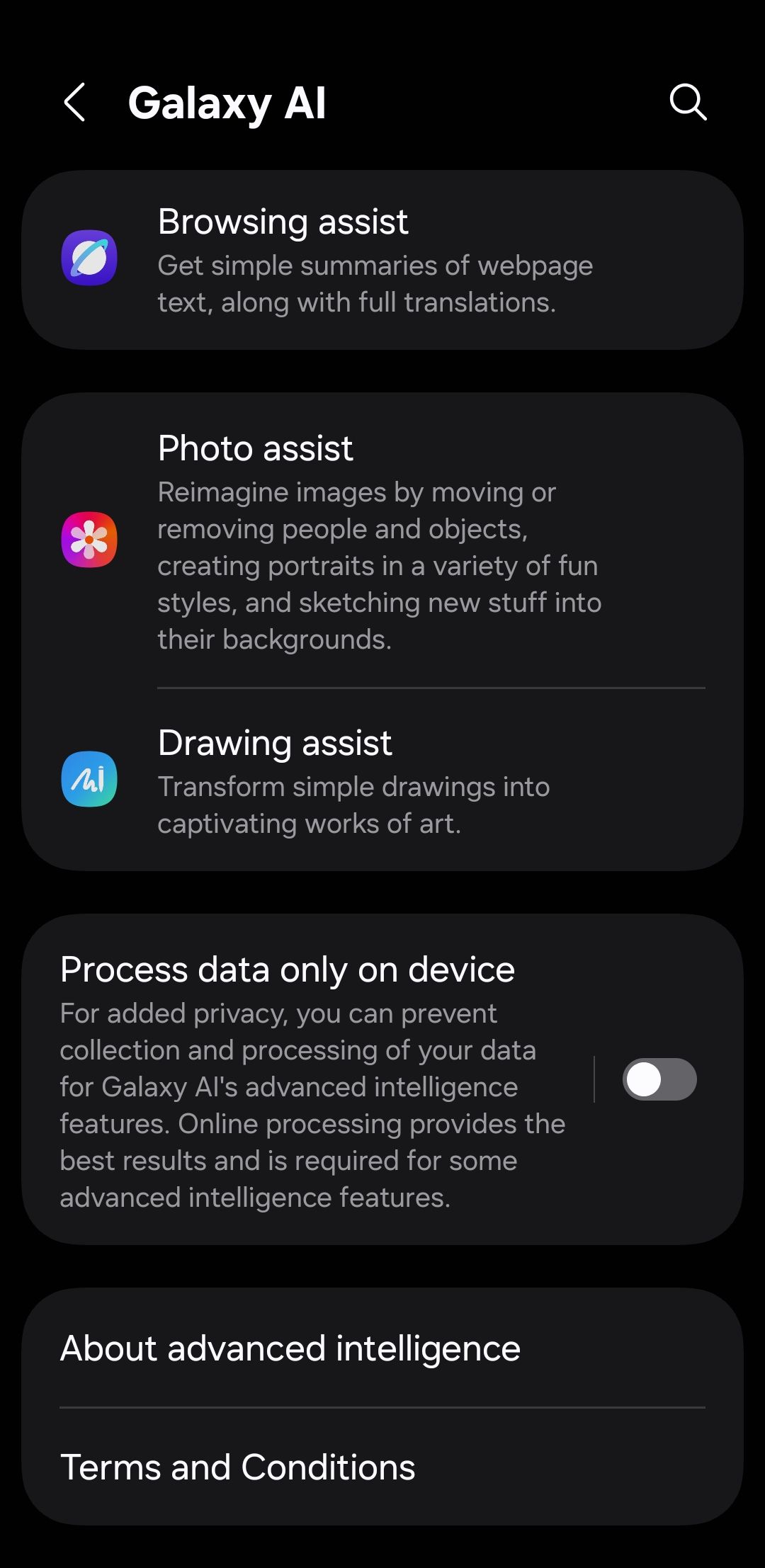 تنظیمات Galaxy AI در تلفن سامسونگ