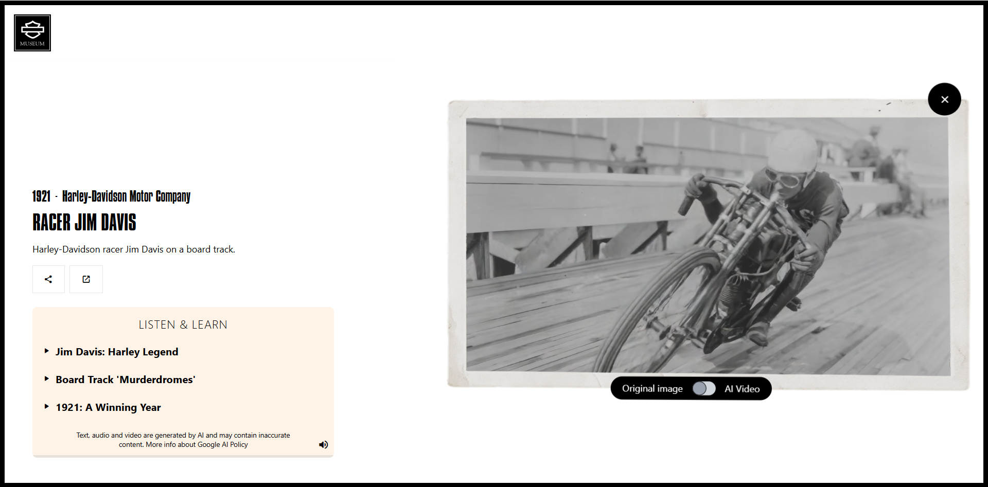 Google Arts & Culture Experiment با هارلی دیویدسون