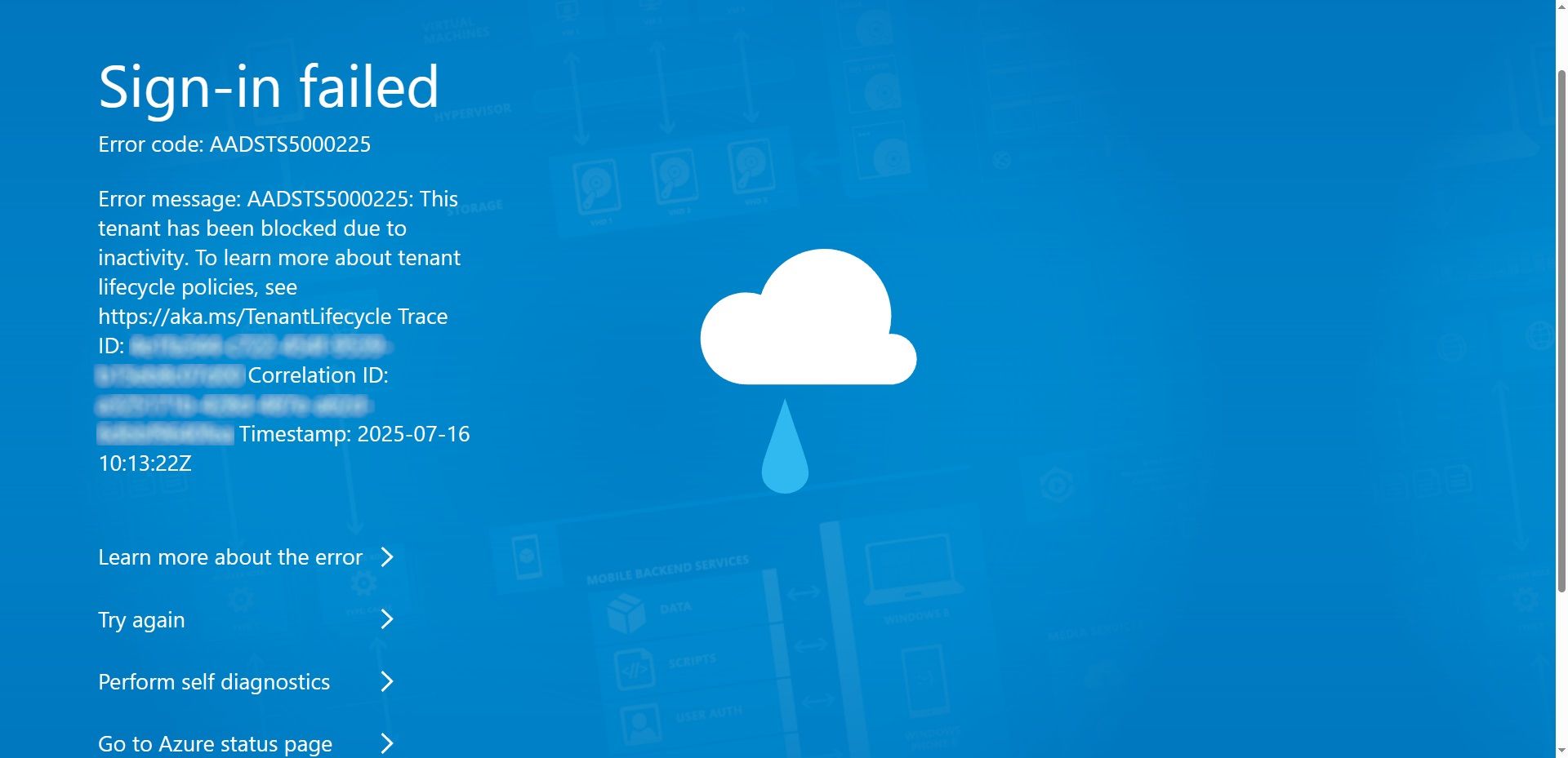 مستاجر Microsoft Entra ID مسدود شده است
