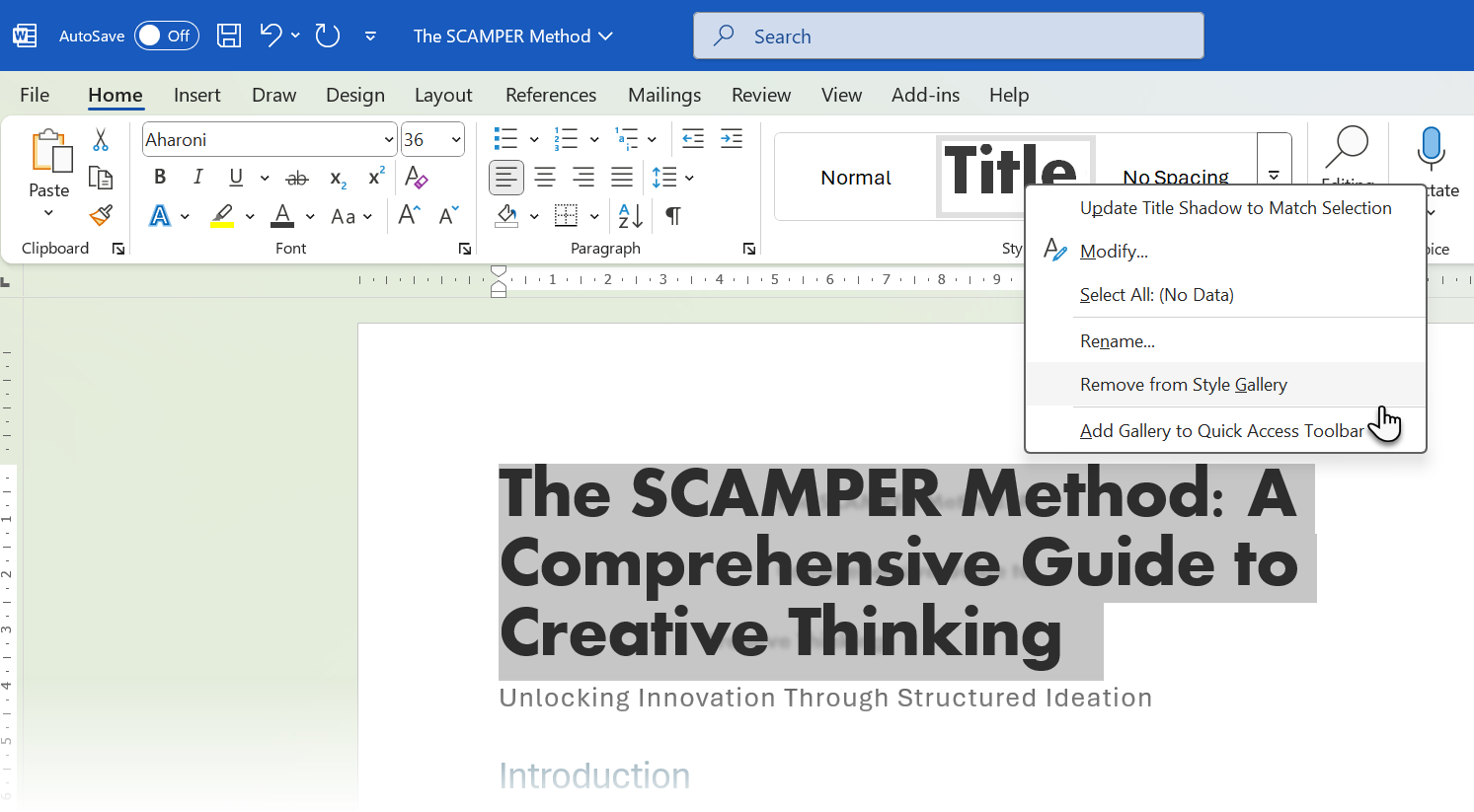 Microsoft Word یک سبک را حذف می کند