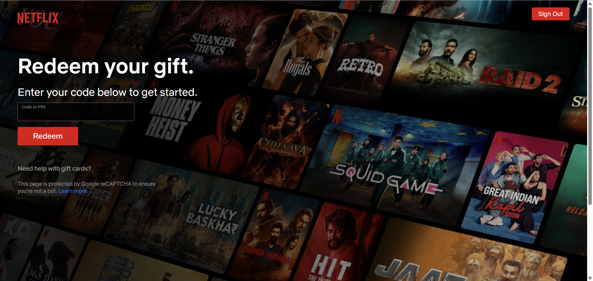 هدیه یا کد تبلیغی را در Netflix بازخرید کنید