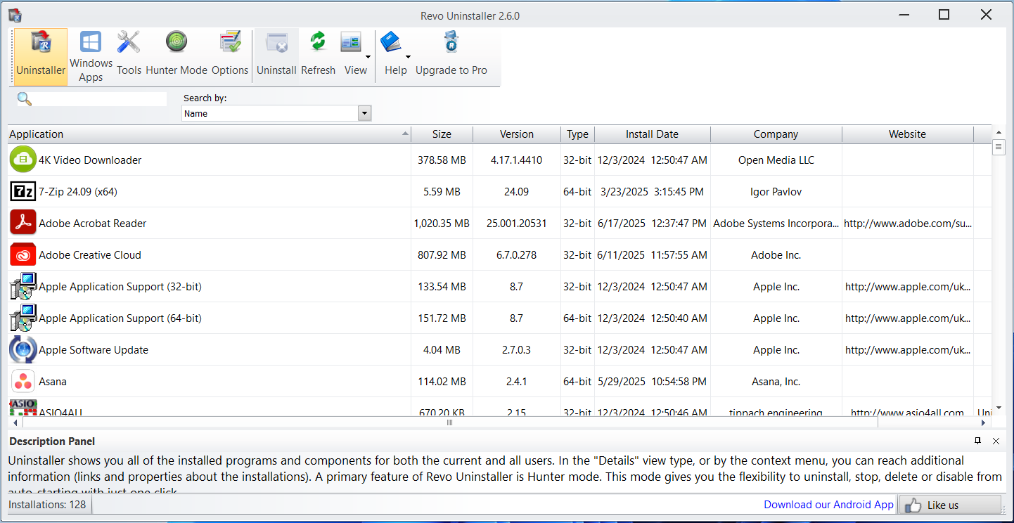 Revo Uninstaller در ویندوز.
