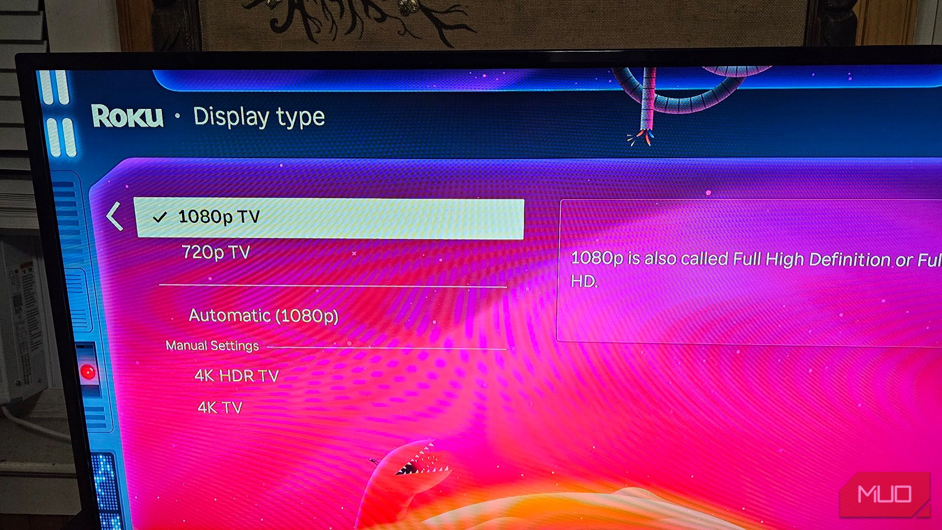 تنظیم نوع نمایش روی تلویزیون 1080p در منوی تنظیمات Roku