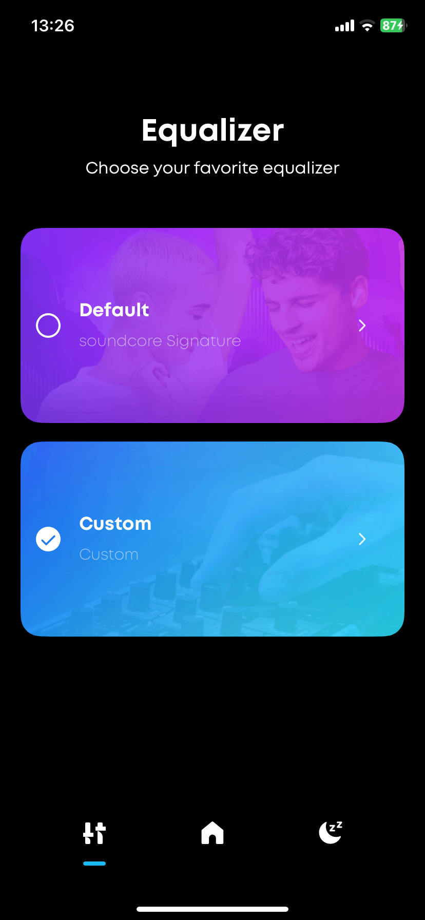 اکولایزر صدا در برنامه تلفن همراه Soundcore