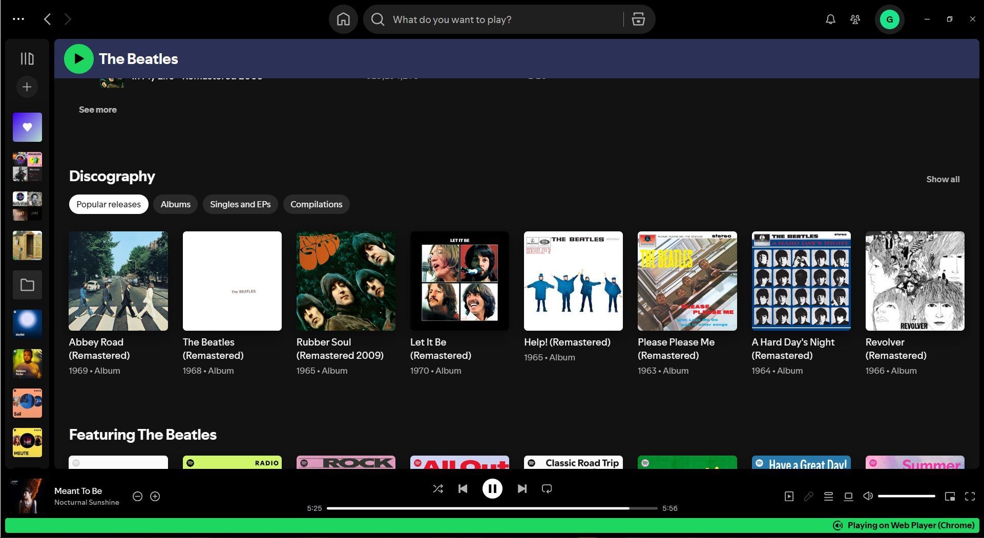 دیسکوگرافی Beatles را Spotify