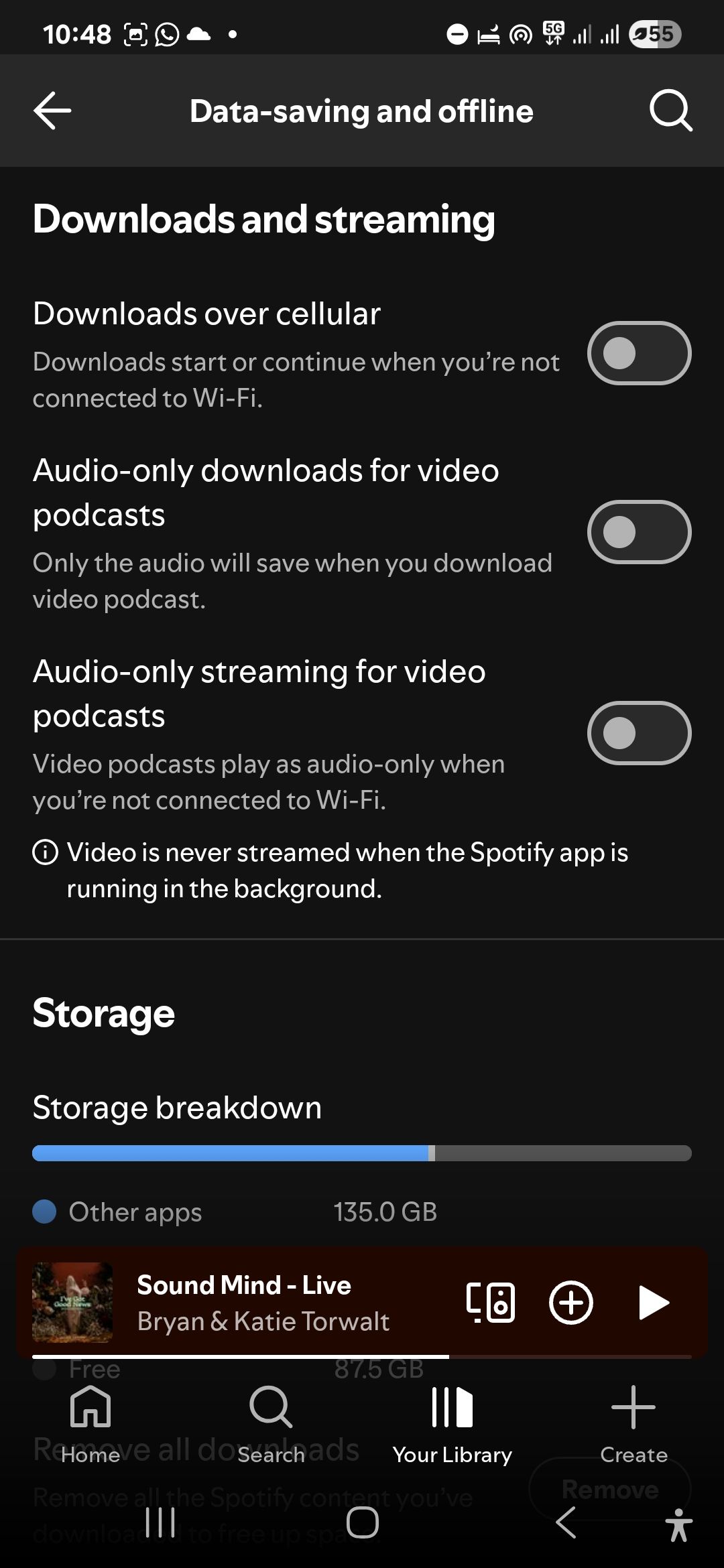 تنظیمات بارگیری در تنظیمات برنامه Spotify در Android