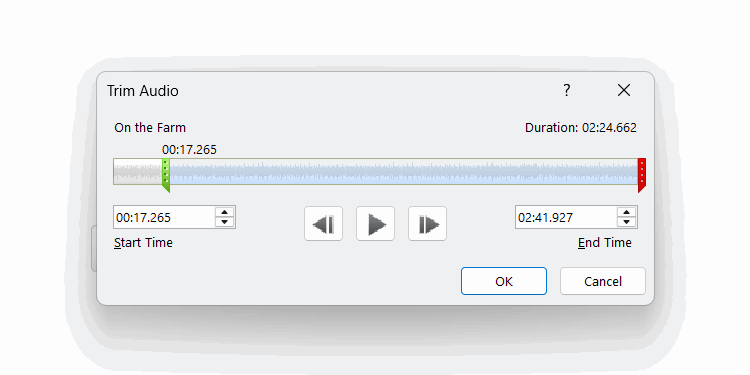 پیرایش صوتی در پاورپوینت.