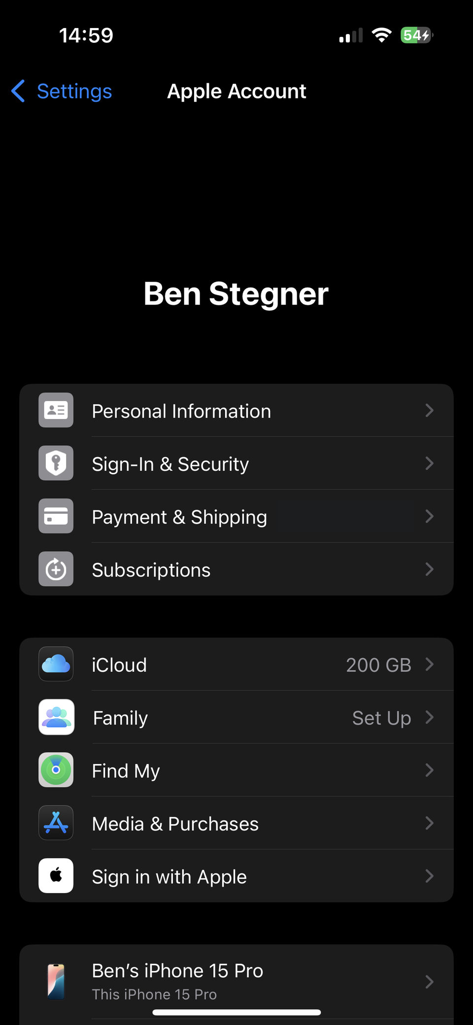 تنظیمات iPhone iCloud