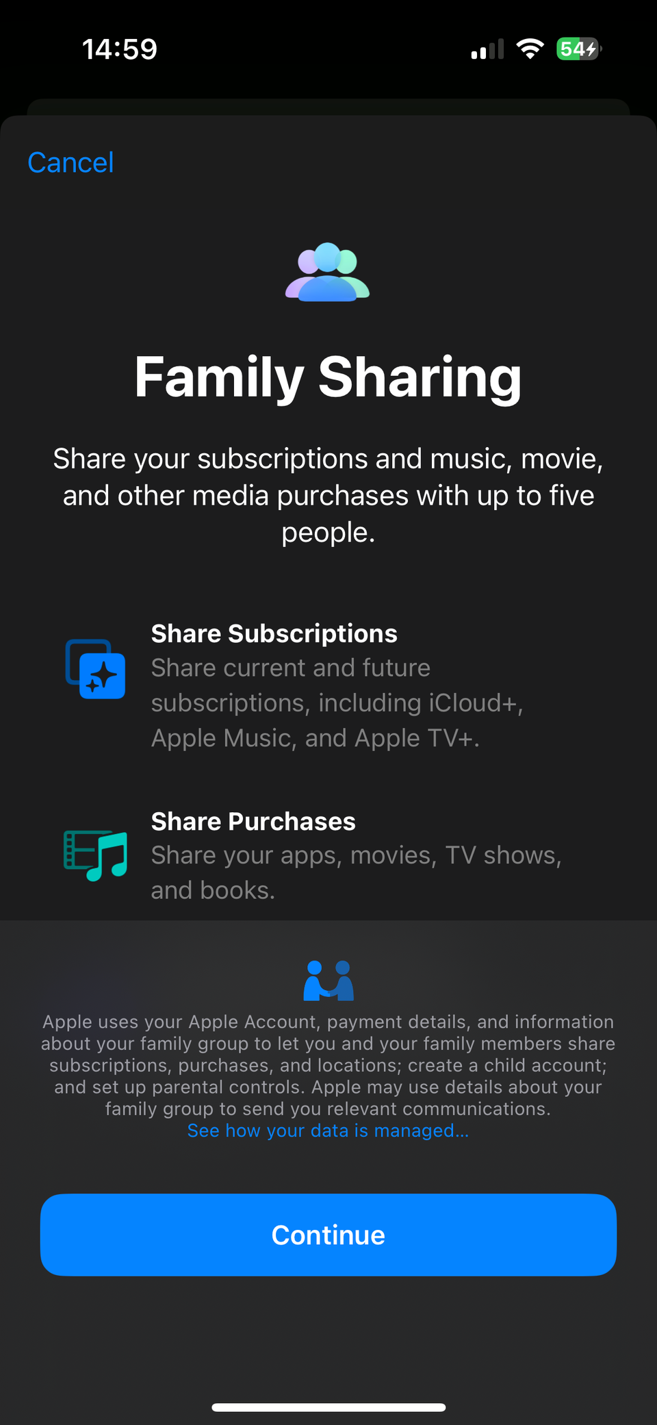تنظیمات به اشتراک گذاری خانواده iCloud iPhone