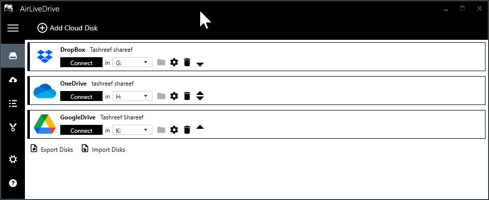 گفتگوی صفحه اصلی Airliredrive در ویندوز 11 باز است