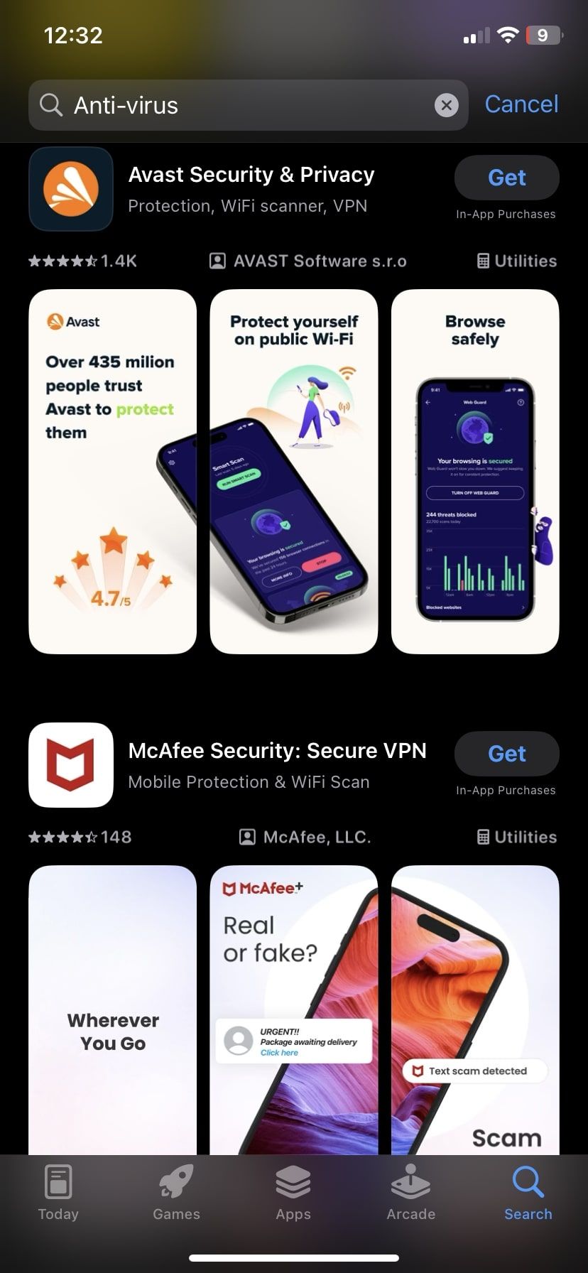 برنامه های آنتی ویروس در AppStore