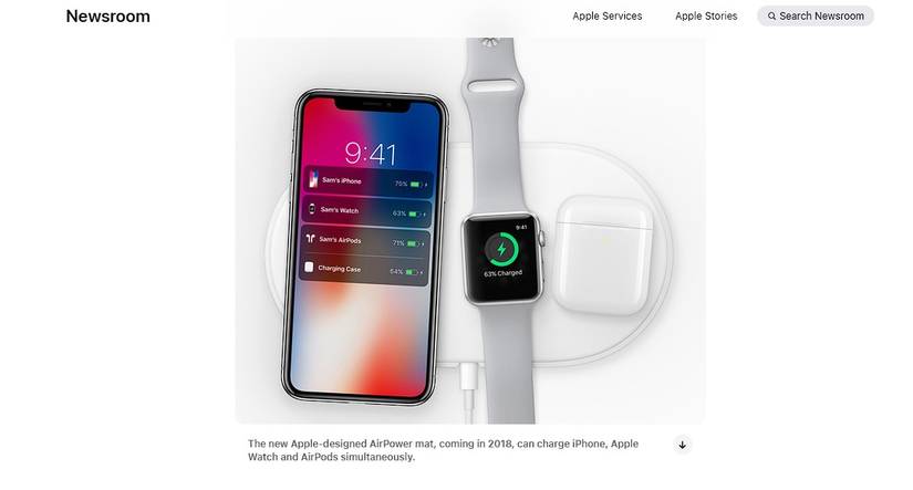 انتشار مطبوعاتی اپل از سال 2017 نمایش تشک Apple AirPower