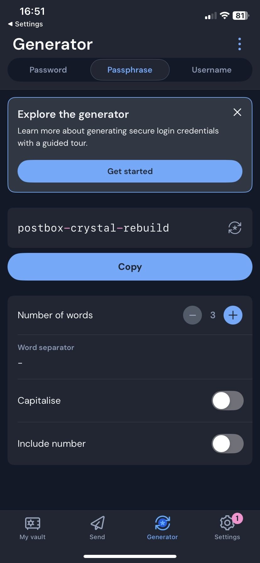 ژنراتور گذرگاه Bitwarden