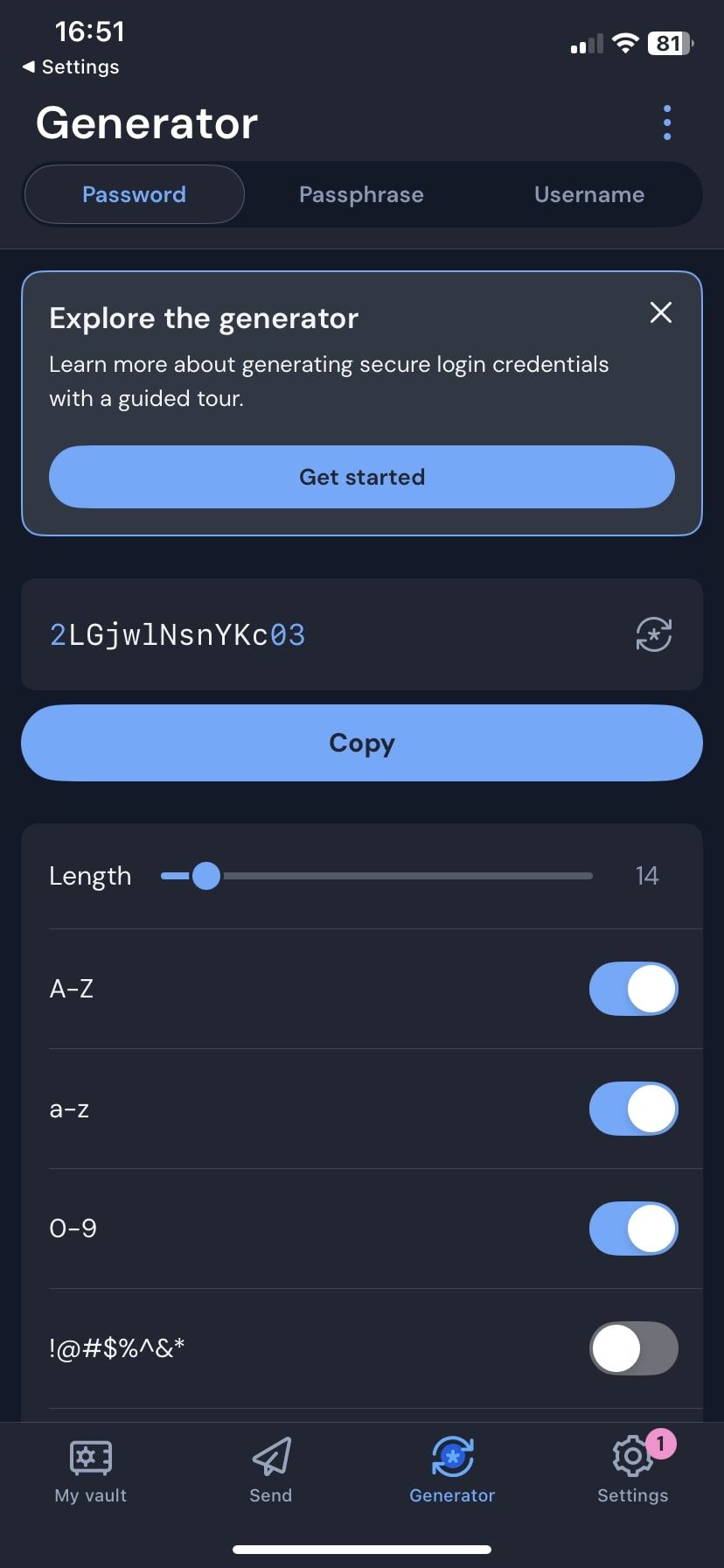 ژنراتور رمز عبور Bitwarden