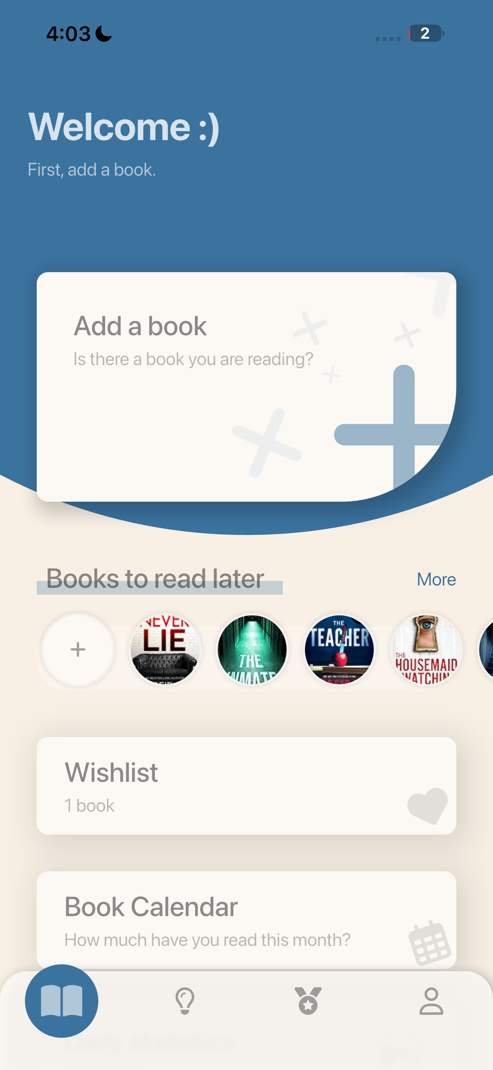 صفحه اصلی برنامه Bookmory