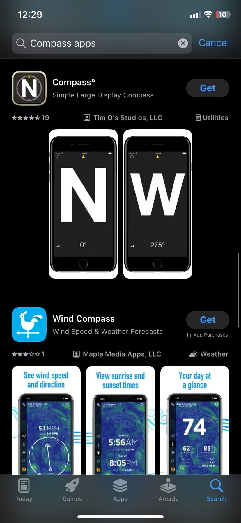 برنامه های قطب نما در AppStore