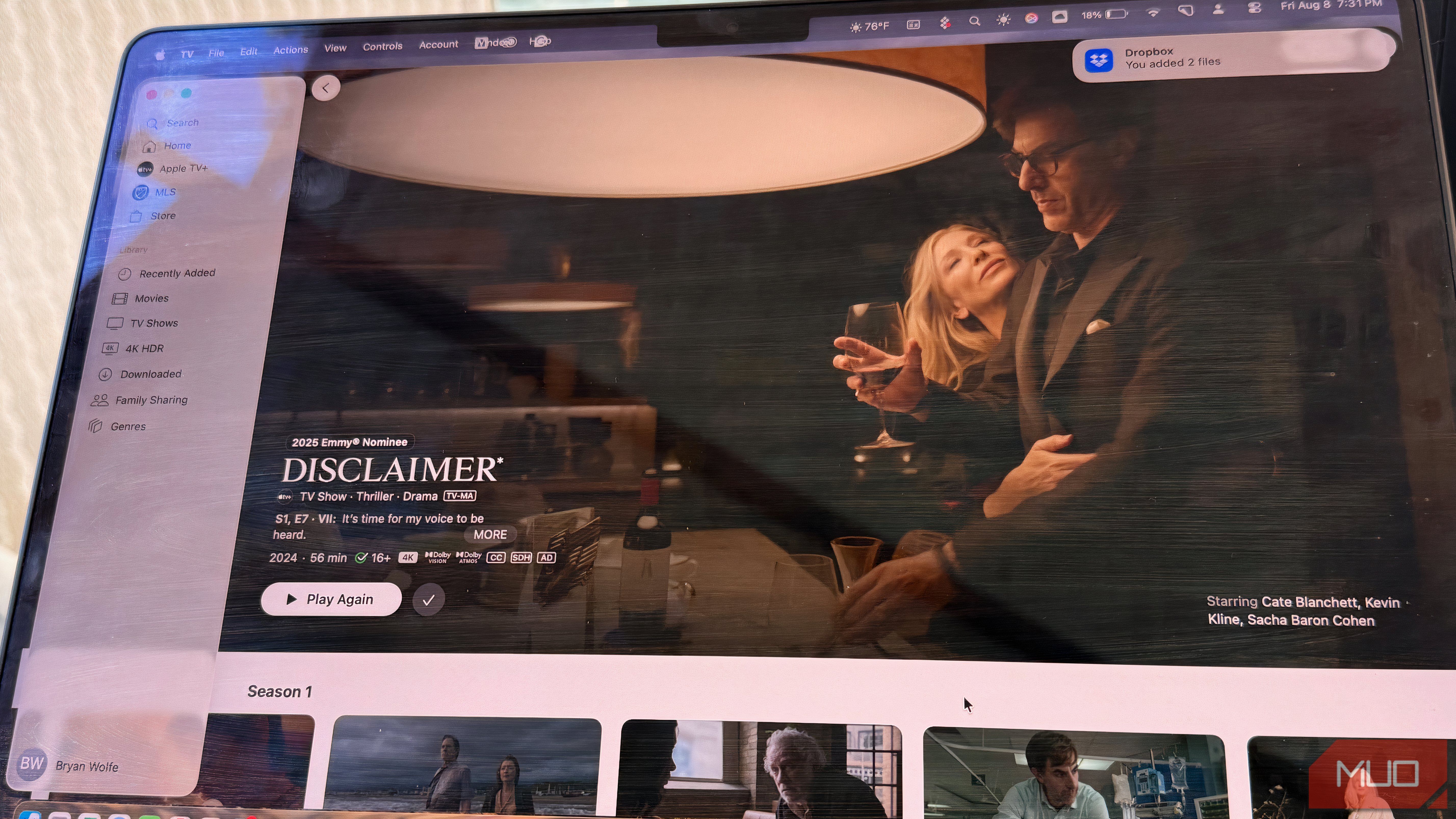 پیش نمایش سلب مسئولیت در Apple TV+ در Mac.
