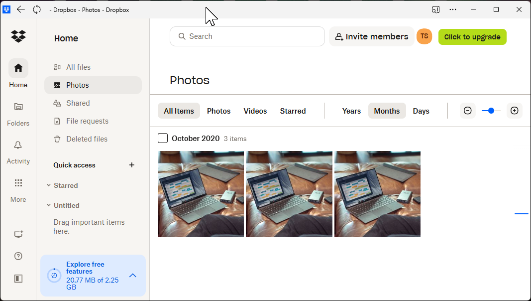 رابط Dropbox برای برگه عکس