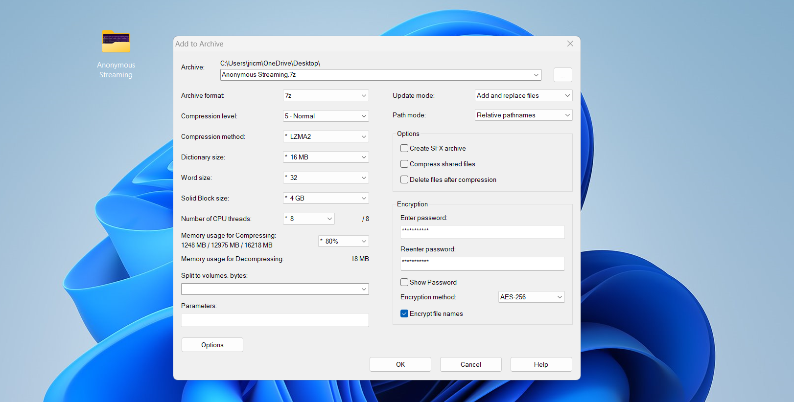 رمز عبور پرونده را با 7-zip اضافه کنید