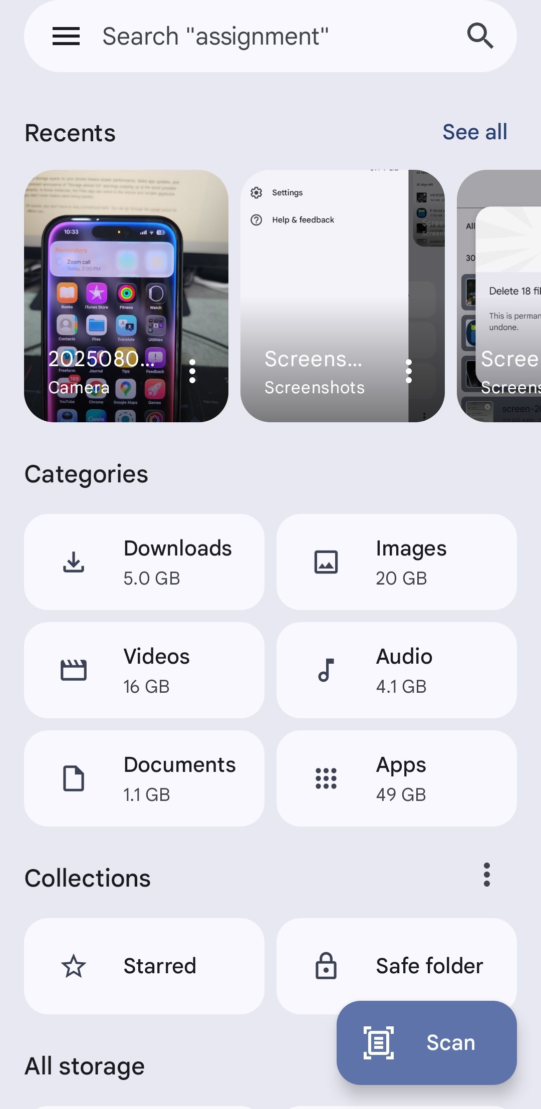 پرونده ها توسط صفحه اصلی برنامه Google