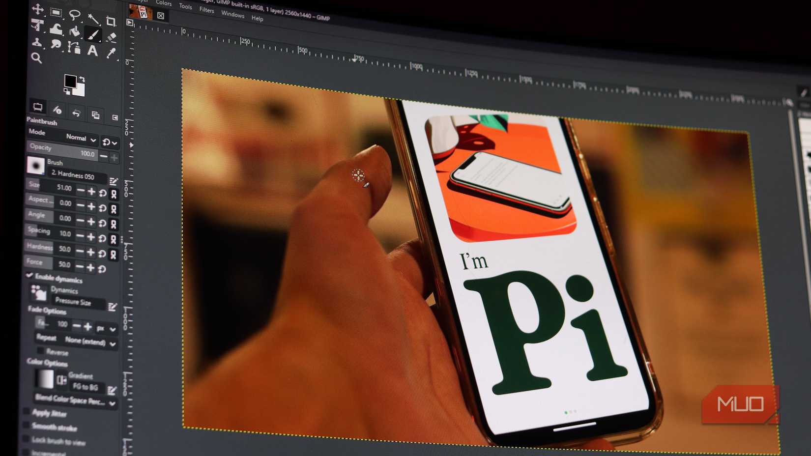 Gimp 3 با یک عکس باز در حال اجرا است