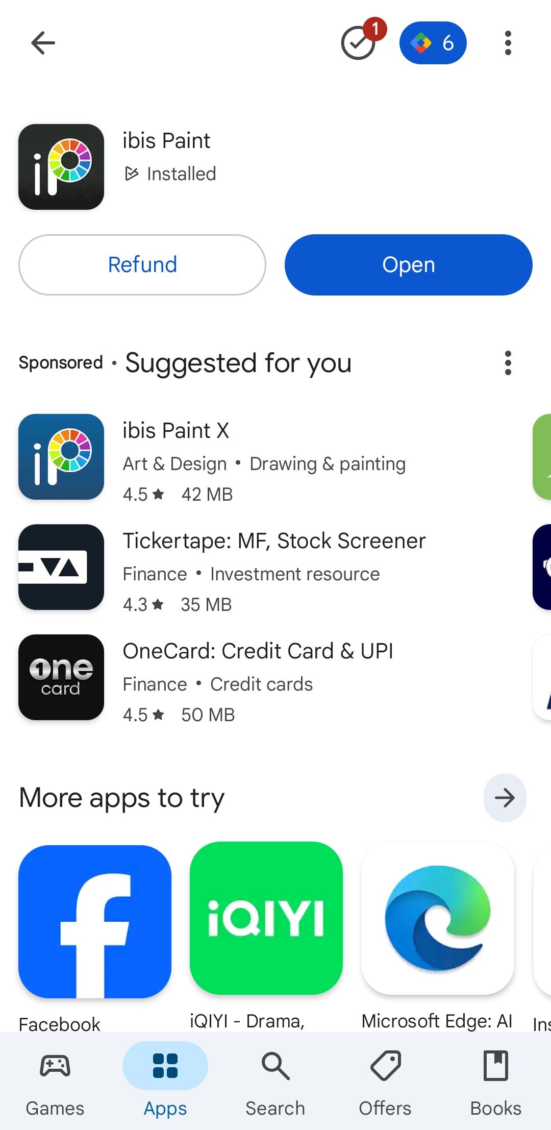 فروشگاه Google Play که گزینه بازپرداخت برنامه پرداخت شده را نشان می دهد