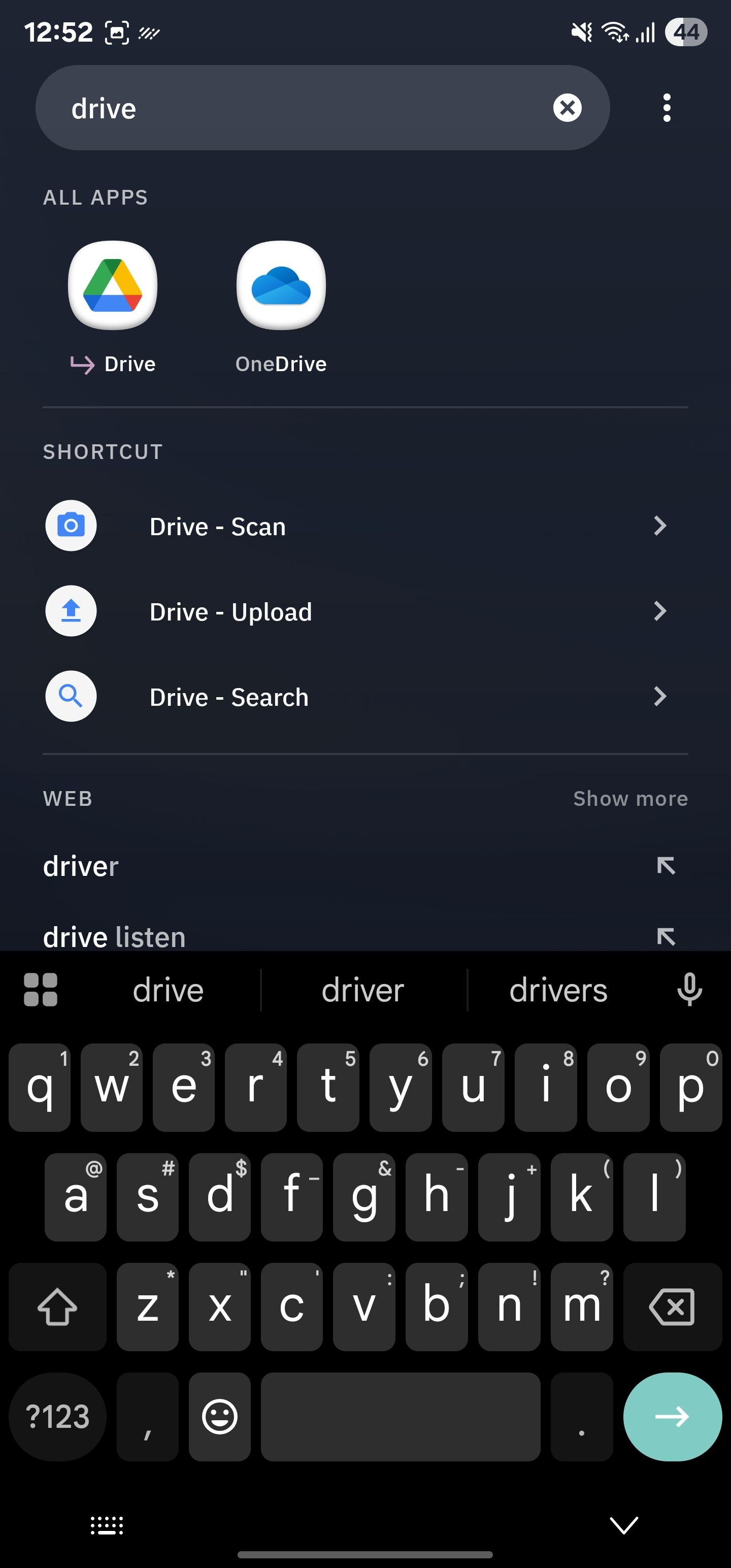 میانبرهای Google Drive در جستجوی هوشمند.